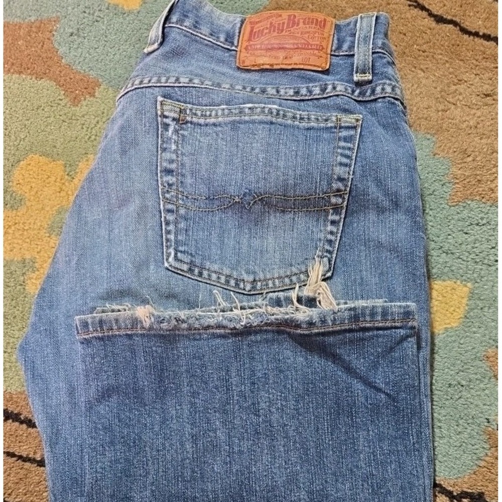 VTG Lucky Jeans Women 6/28 Short Fade Low Rise Flare‎ Boot Button Fly  Emerald